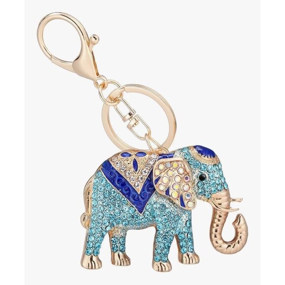 New in box Crystal Rhinestone Studded Jewelry keychain elephant gold plated - Picture 12 of 12